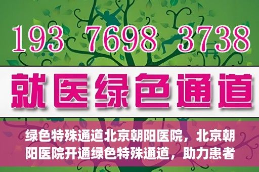 绿色特殊通道北京朝阳医院，北京朝阳医院开通绿色特殊通道，助力患者快速就医