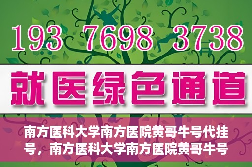 南方医科大学南方医院黄哥牛号代挂号，南方医科大学南方医院黄哥牛号挂号攻略，轻松解决代挂号问题