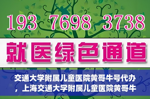 交通大学附属儿童医院黄哥牛号代办，上海交通大学附属儿童医院黄哥牛号代办揭秘，真相与警示
