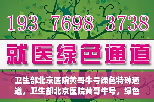 卫生部北京医院黄哥牛号绿色特殊通道，卫生部北京医院黄哥牛号，绿色特殊通道开启健康之门