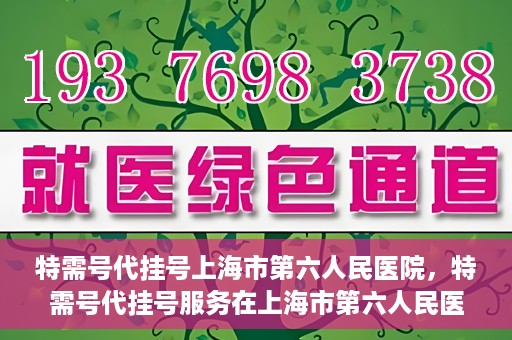 特需号代挂号上海市第六人民医院，特需号代挂号服务在上海市第六人民医院的使用体验与便利性解析