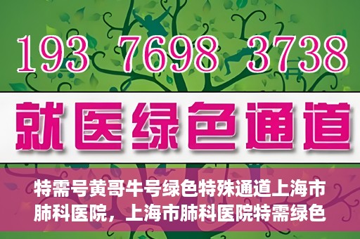 特需号黄哥牛号绿色特殊通道上海市肺科医院，上海市肺科医院特需绿色通道，黄哥牛号引领特殊关爱之旅