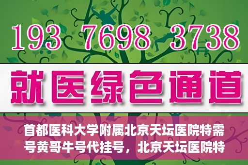首都医科大学附属北京天坛医院特需号黄哥牛号代挂号，北京天坛医院特需号黄哥牛号代挂号背后的故事与真相