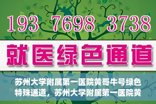 苏州大学附属第一医院黄哥牛号绿色特殊通道，苏州大学附属第一医院黄哥牛号，绿色特殊通道的守护力量