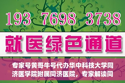 专家号黄哥牛号代办华中科技大学同济医学院附属同济医院，专家解读同济医院黄哥牛号代办服务，深度解析与体验分享