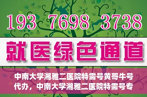 中南大学湘雅二医院特需号黄哥牛号代办，中南大学湘雅二医院特需号专家黄哥牛号预约代办服务