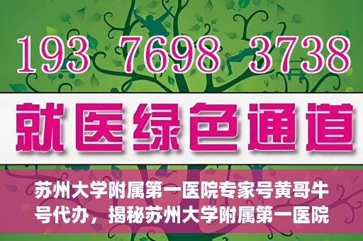 苏州大学附属第一医院专家号黄哥牛号代办，揭秘苏州大学附属第一医院专家号代办背后的故事，黄哥牛号背后的真相探索