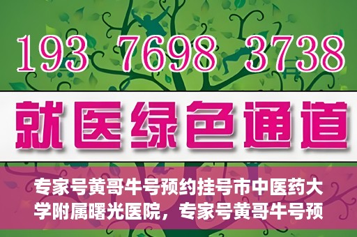 专家号黄哥牛号预约挂号市中医药大学附属曙光医院，专家号黄哥牛号预约挂号指南，市中医药大学附属曙光医院就医攻略