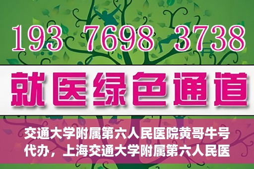 交通大学附属第六人民医院黄哥牛号代办，上海交通大学附属第六人民医院黄哥牛号代办服务解析