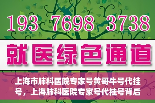 上海市肺科医院专家号黄哥牛号代挂号，上海肺科医院专家号代挂号背后的故事，黄哥牛号的信任与挑战