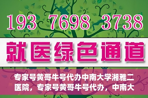 专家号黄哥牛号代办中南大学湘雅二医院，专家号黄哥牛号代办，中南大学湘雅二医院的便捷就医之路