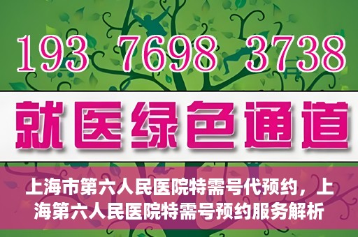 上海市第六人民医院特需号代预约，上海第六人民医院特需号预约服务解析