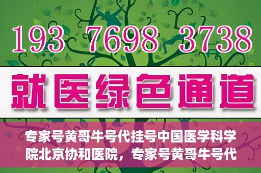 专家号黄哥牛号代挂号中国医学科学院北京协和医院，专家号黄哥牛号代挂号，揭秘中国医学科学院北京协和医院的挂号秘籍