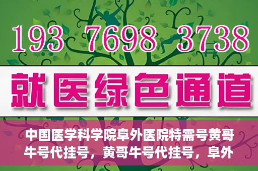中国医学科学院阜外医院特需号黄哥牛号代挂号，黄哥牛号代挂号，阜外医院特需号的权威解读与预约指南