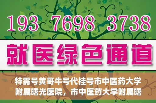 特需号黄哥牛号代挂号市中医药大学附属曙光医院，市中医药大学附属曙光医院特需号黄哥牛号代挂号服务解析