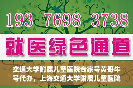 交通大学附属儿童医院专家号黄哥牛号代办，上海交通大学附属儿童医院专家号代办服务揭秘，黄哥牛号助您轻松预约专家号