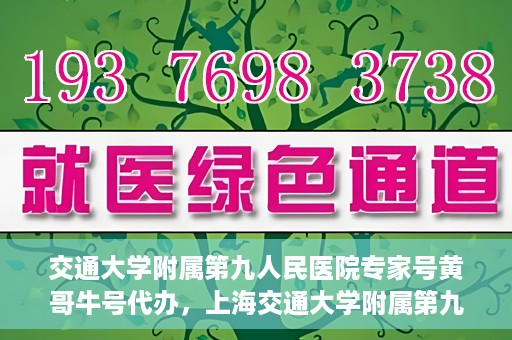 交通大学附属第九人民医院专家号黄哥牛号代办，上海交通大学附属第九人民医院专家号黄哥牛号预约代办服务解析