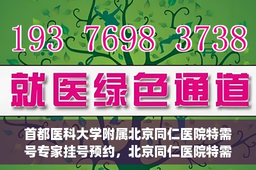 首都医科大学附属北京同仁医院特需号专家挂号预约，北京同仁医院特需号专家挂号预约攻略与详解