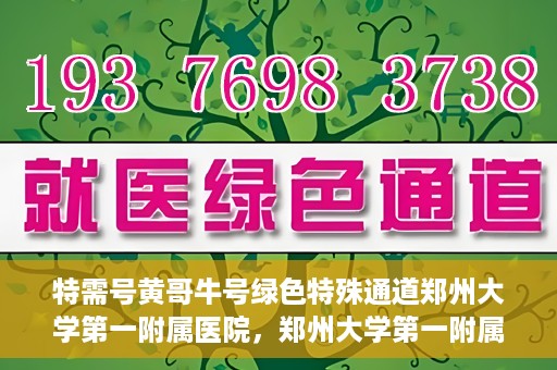 特需号黄哥牛号绿色特殊通道郑州大学第一附属医院，郑州大学第一附属医院特需号黄哥牛号绿色特殊通道揭秘